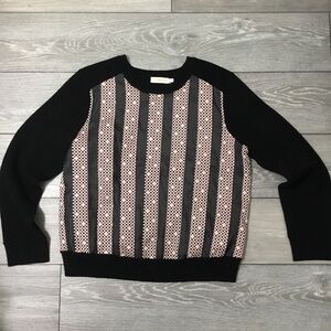 Tory Burch Knit Merino Wool Silk Paneled Sweater XL